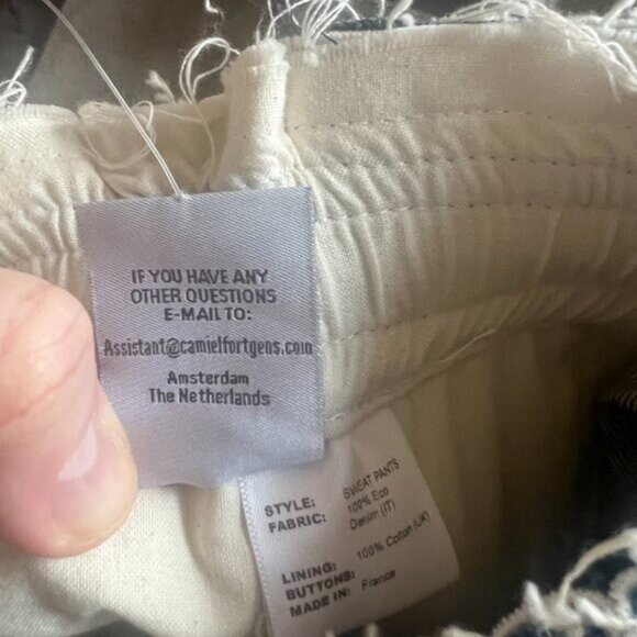 Camiel Fortgens Sweatpants Denim Cotton Blue Size Large Designer Large - Picture 9 of 9